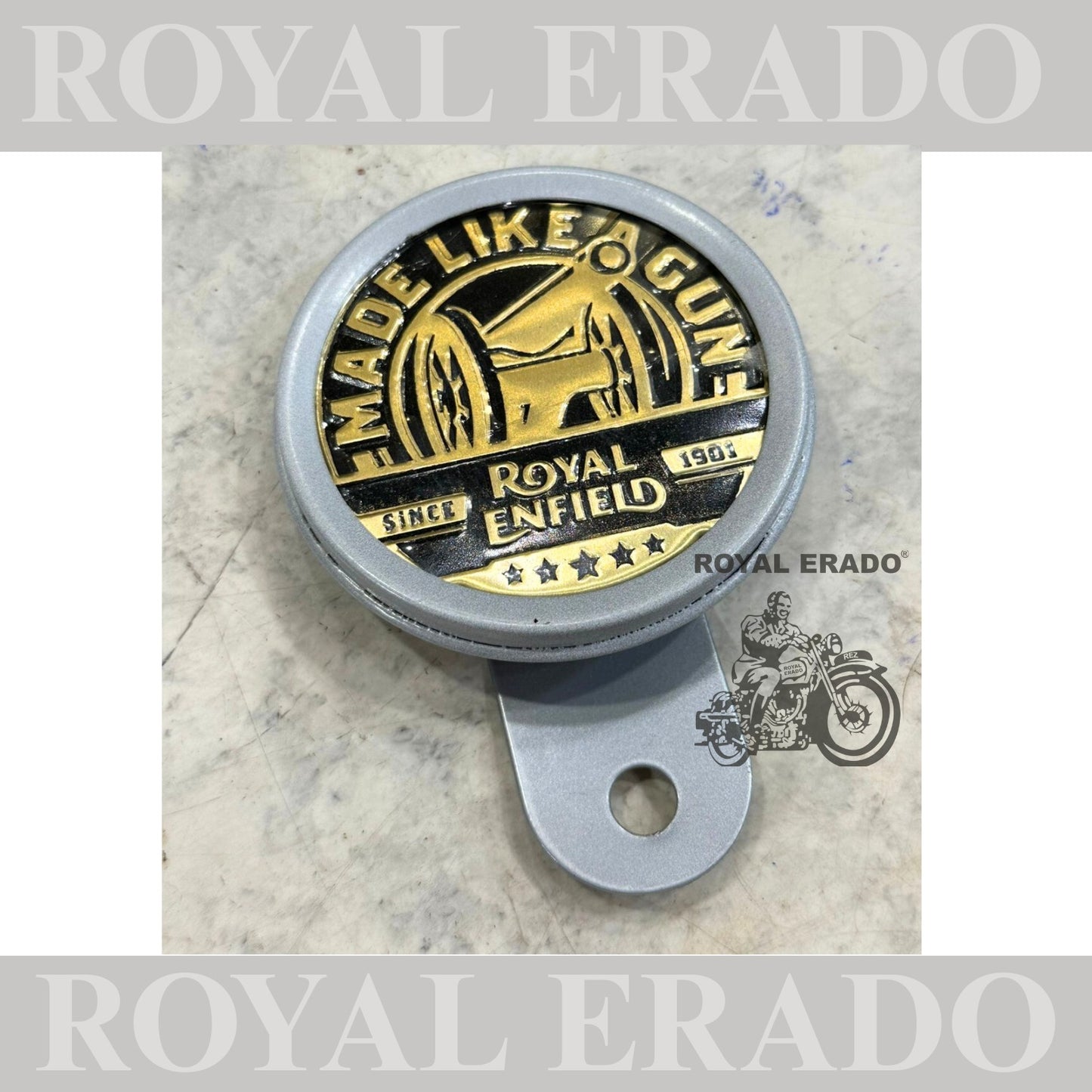 Royal Enfield token holder made like a gun logo in golden for Royal Enfield vintage 1962 old model g2 , Classic Electra and Standard Battalion