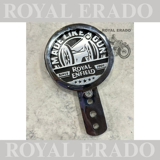 Royal Enfield brass chromed token holder with made like a gun logo in silver for Royal Enfield vintage 1962 old model g2 , Classic Electra and Standard Battalion
