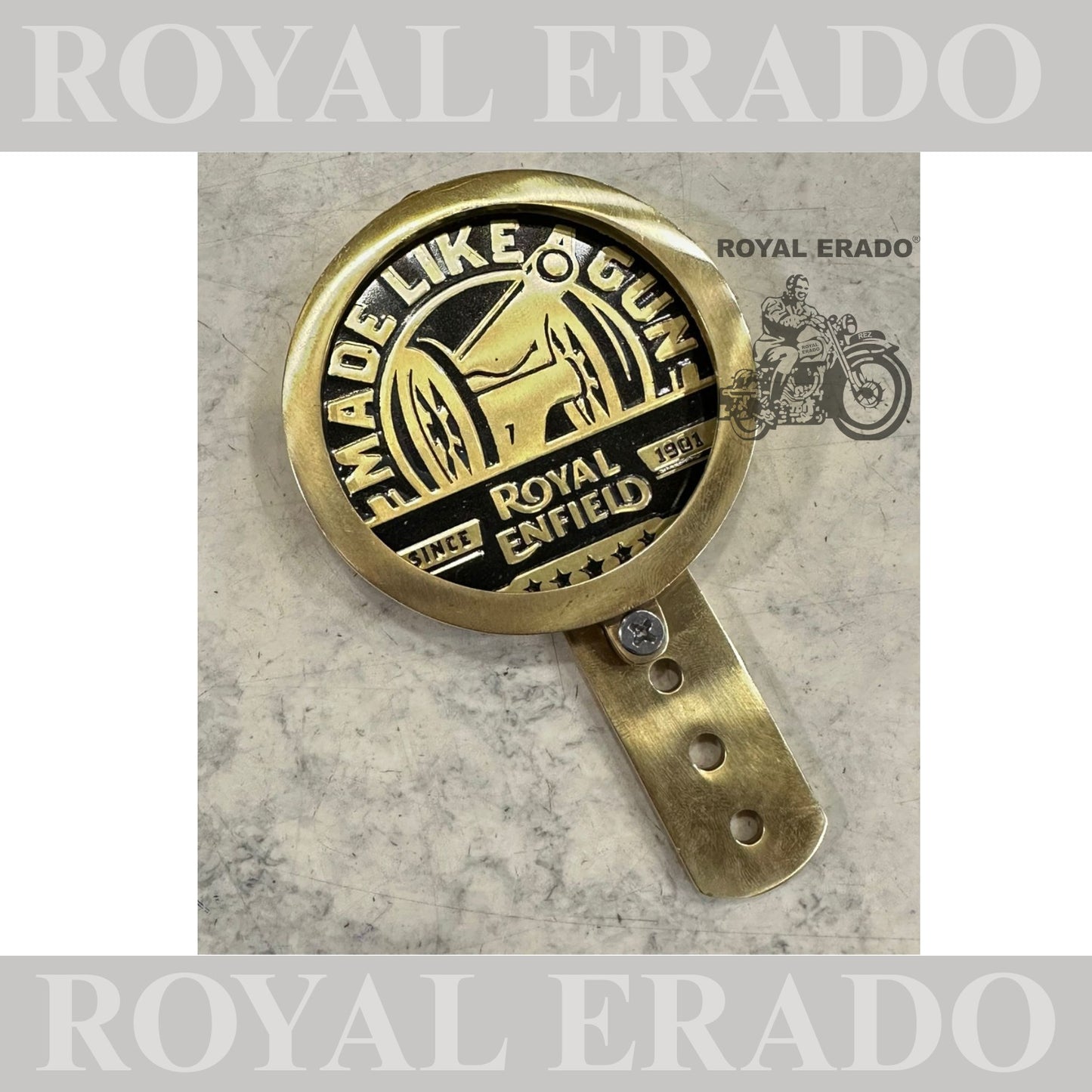 Royal Enfield brass token holder with made like a gun logo in golden for Royal Enfield vintage 1962 old model g2 , Classic Electra and Standard Battalion