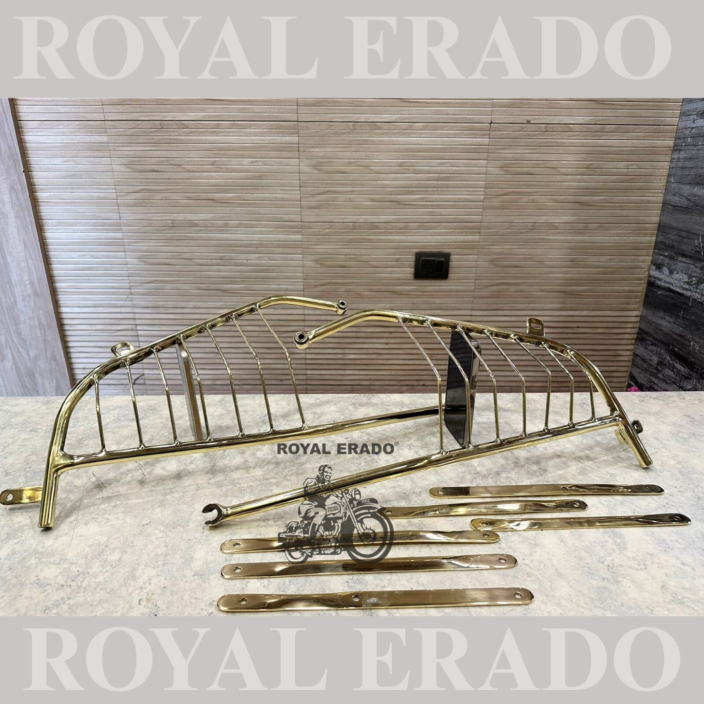 Royal Enfield Standard 350 cc front mudguard stays and rear mudguard stays with saree guard in pure brass