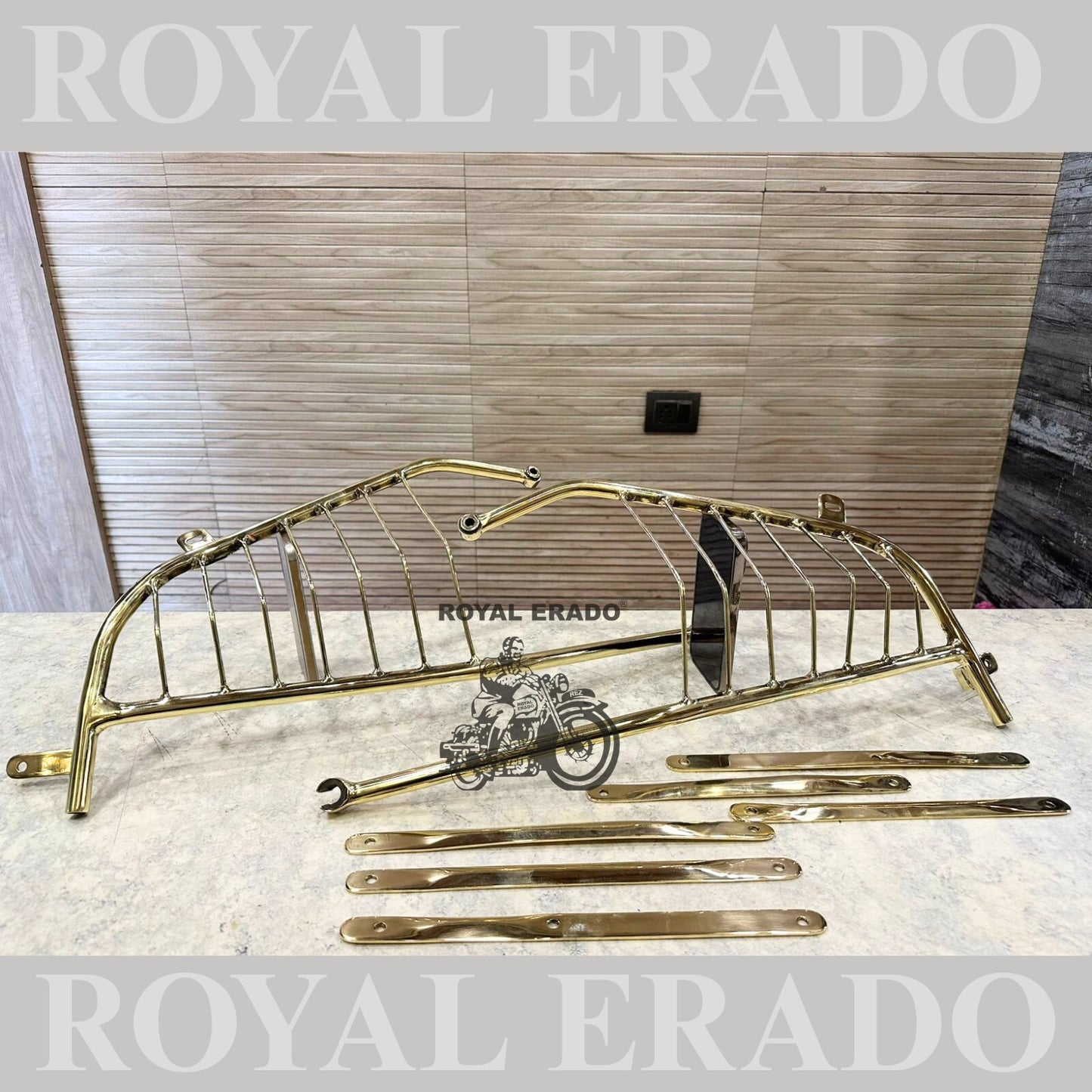 Royal Enfield Standard 350 cc front mudguard stays and rear mudguard stays with saree guard in pure brass