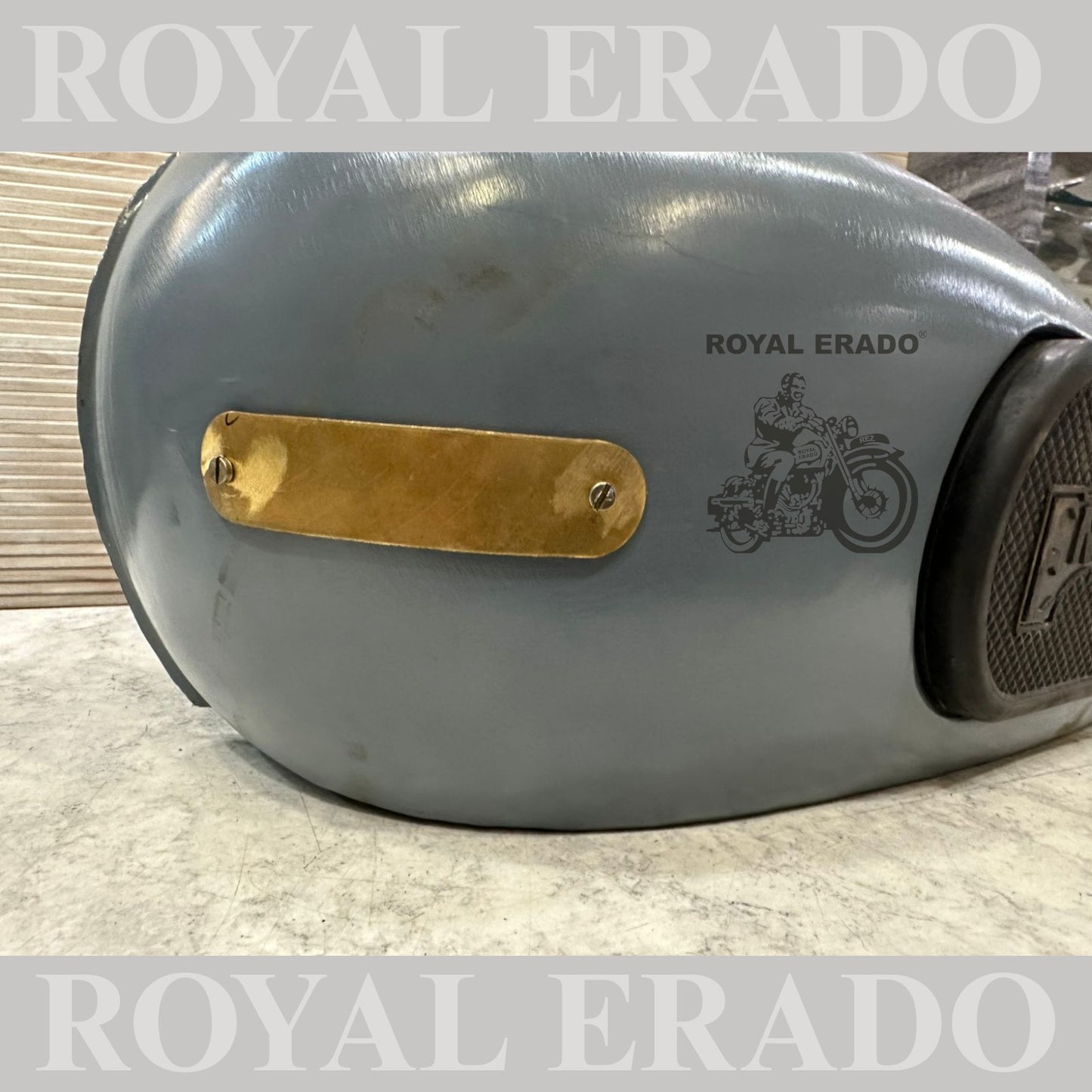 Royal Enfield vintage g2 style 1962 model bobber tank for Classic Electra and Standard With brass tank cap and meter plate with amp meter Enfield knee pads  side brass plate for Enfield badging