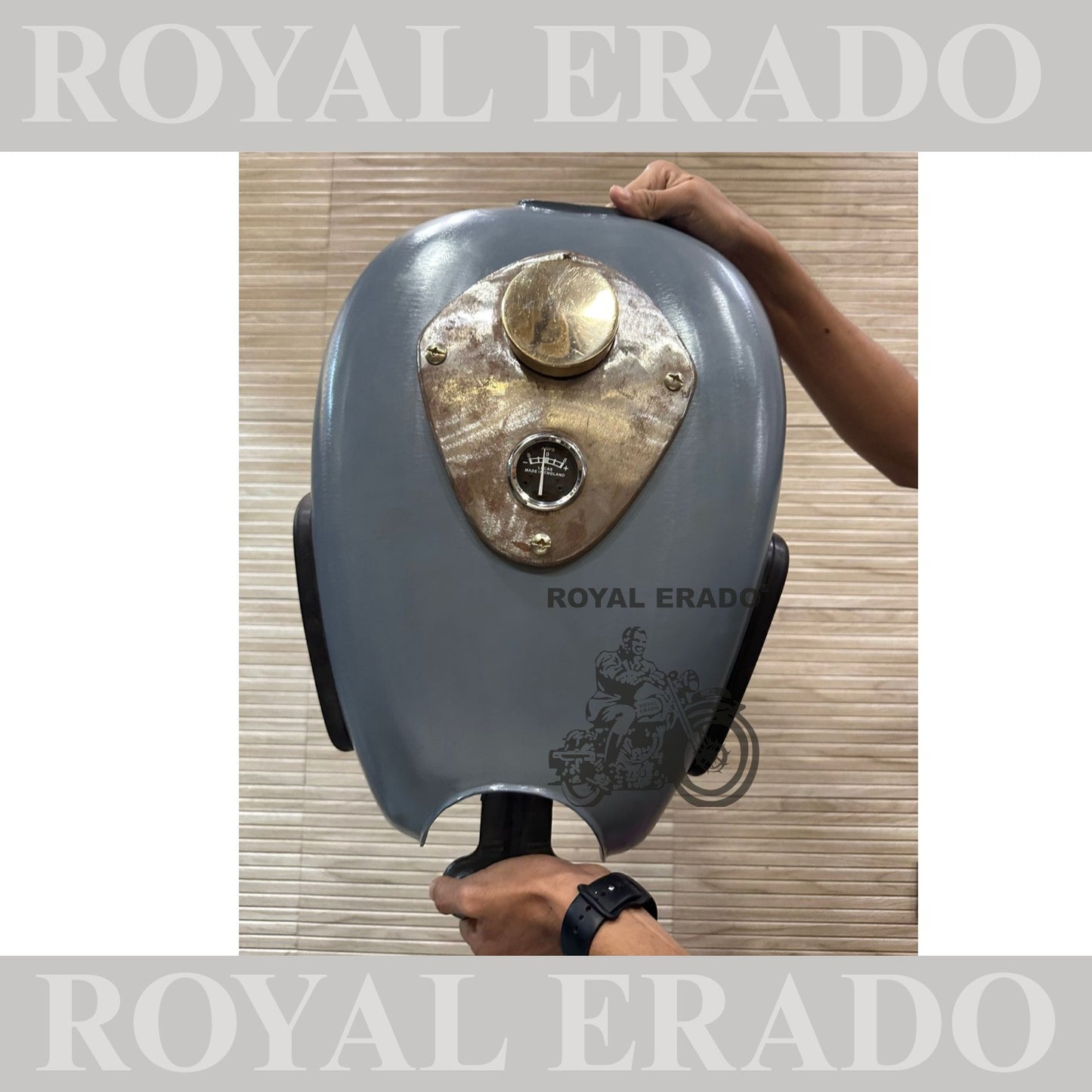 Royal Enfield vintage g2 style 1962 model bobber tank for Classic Electra and Standard With brass tank cap and meter plate with amp meter Enfield knee pads  side brass plate for Enfield badging