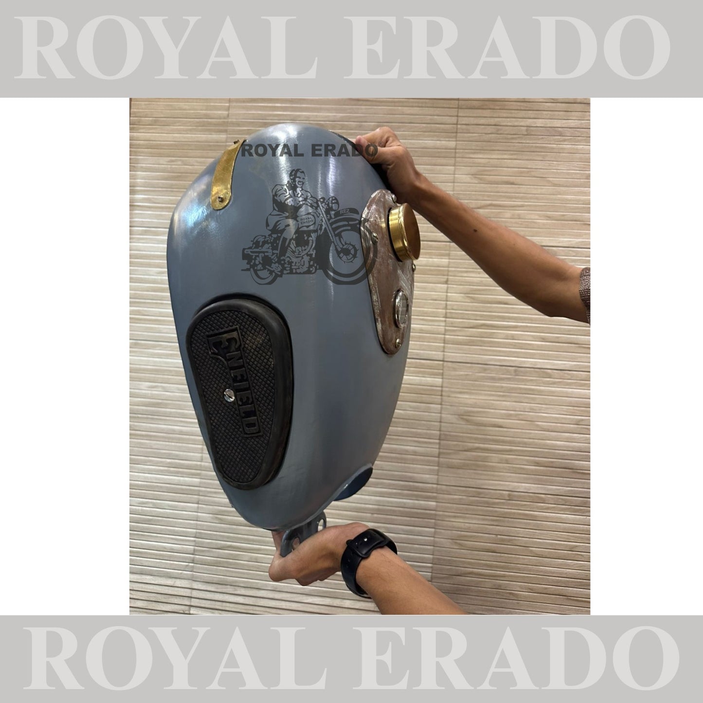 Royal Enfield vintage g2 style 1962 model bobber tank for Classic Electra and Standard With brass tank cap and meter plate with amp meter Enfield knee pads  side brass plate for Enfield badging