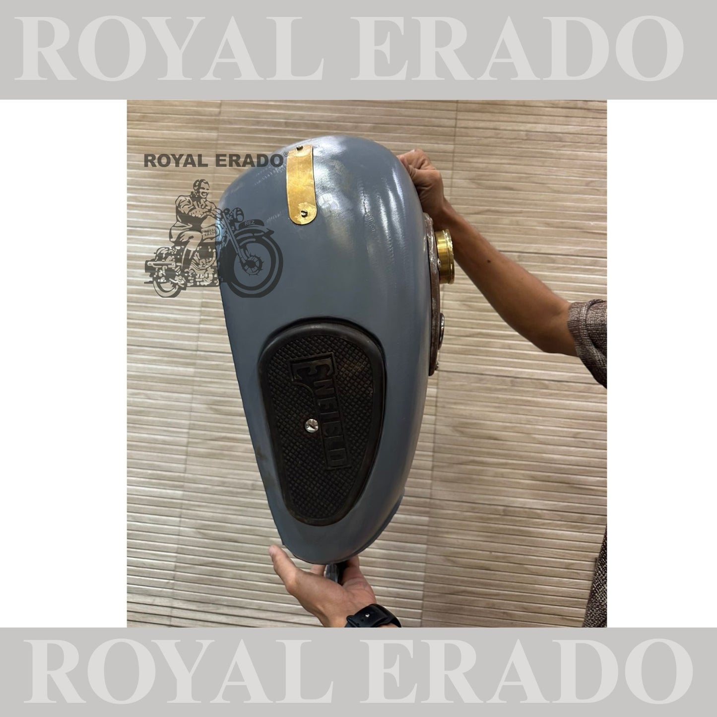 Royal Enfield vintage g2 style 1962 model bobber tank for Classic Electra and Standard With brass tank cap and meter plate with amp meter Enfield knee pads  side brass plate for Enfield badging