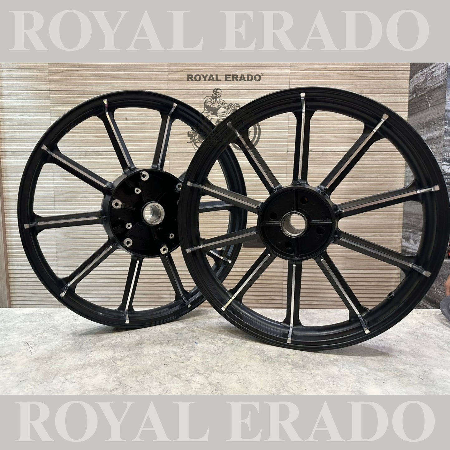 Raceby / kingway 10 spoke alloy wheel for Royal Enfield Classic single disc