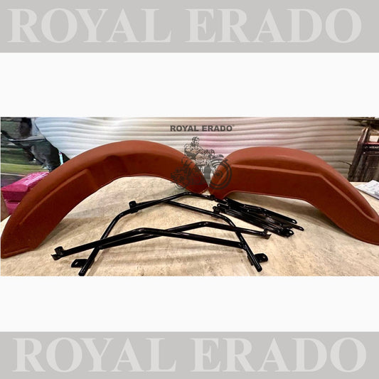 Royal Enfield vintage g2 style 1962 model box type rear mudguard and front mudguard with number plate and front n rear stays