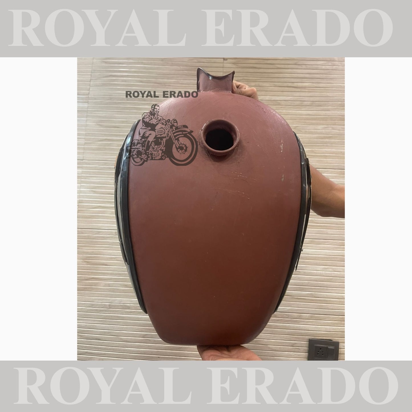 Royal Enfield 14 litters raw tank with side chrome plates and monograms for Royal Enfield Classic Electra or Standard vintage g2 old 1962 model