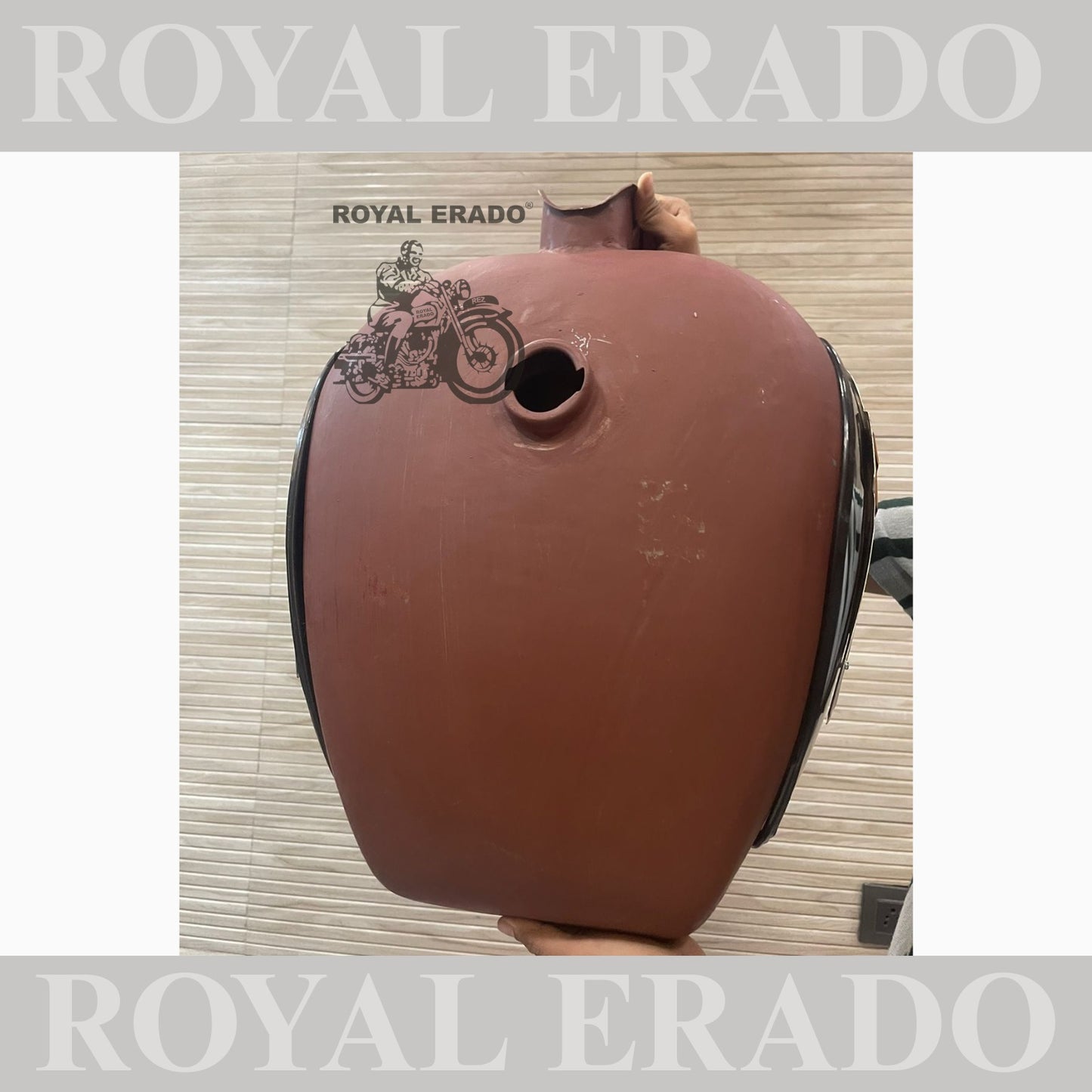 Royal Enfield 18 to 20 litters raw tank with side chrome plates and monograms for Royal Enfield Classic Electra or Standard vintage g2 old 1962 model