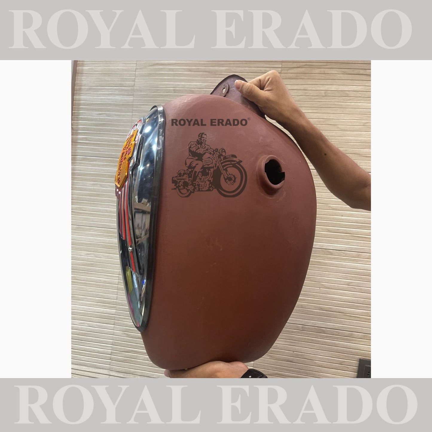 Royal Enfield 18 to 20 litters raw tank with side chrome plates and monograms for Royal Enfield Classic Electra or Standard vintage g2 old 1962 model