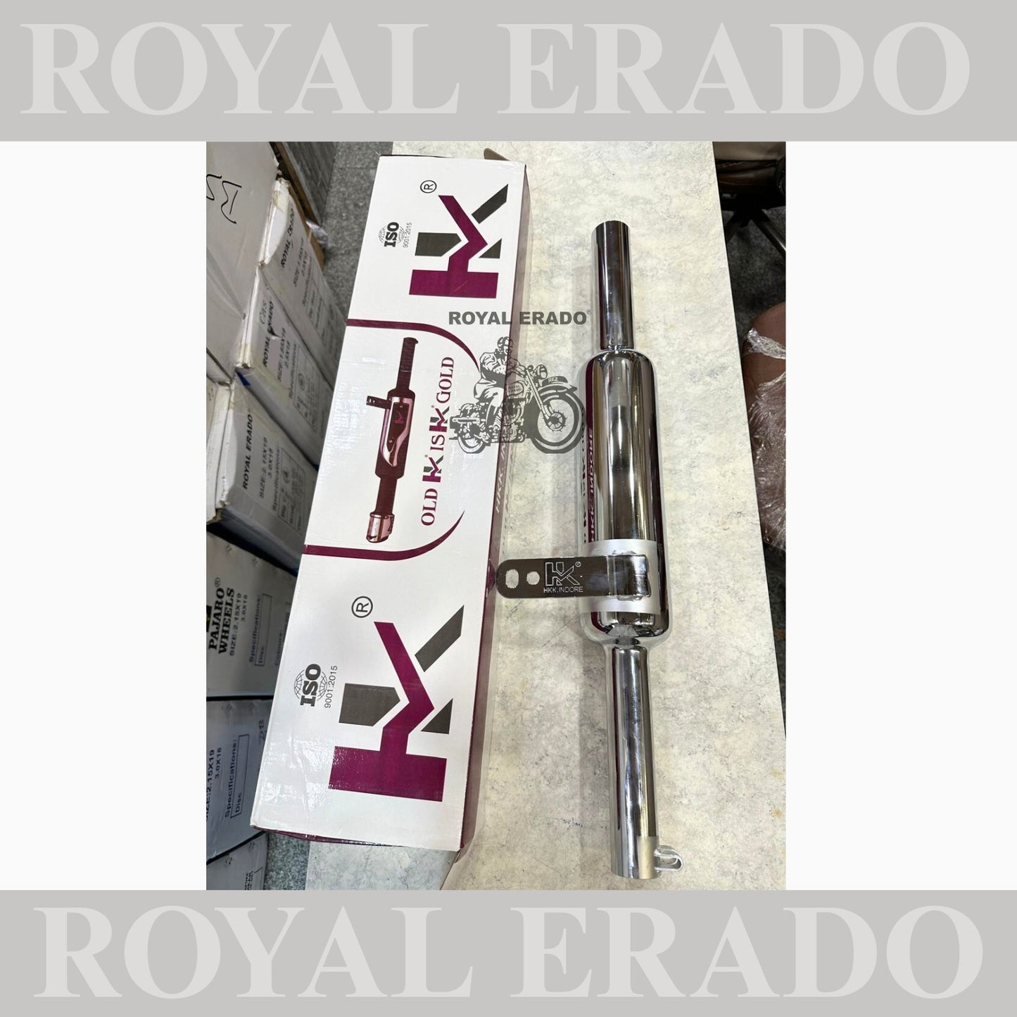 Hk Indori short bottle exhaust for Royal Enfield Classic Electra and Standard