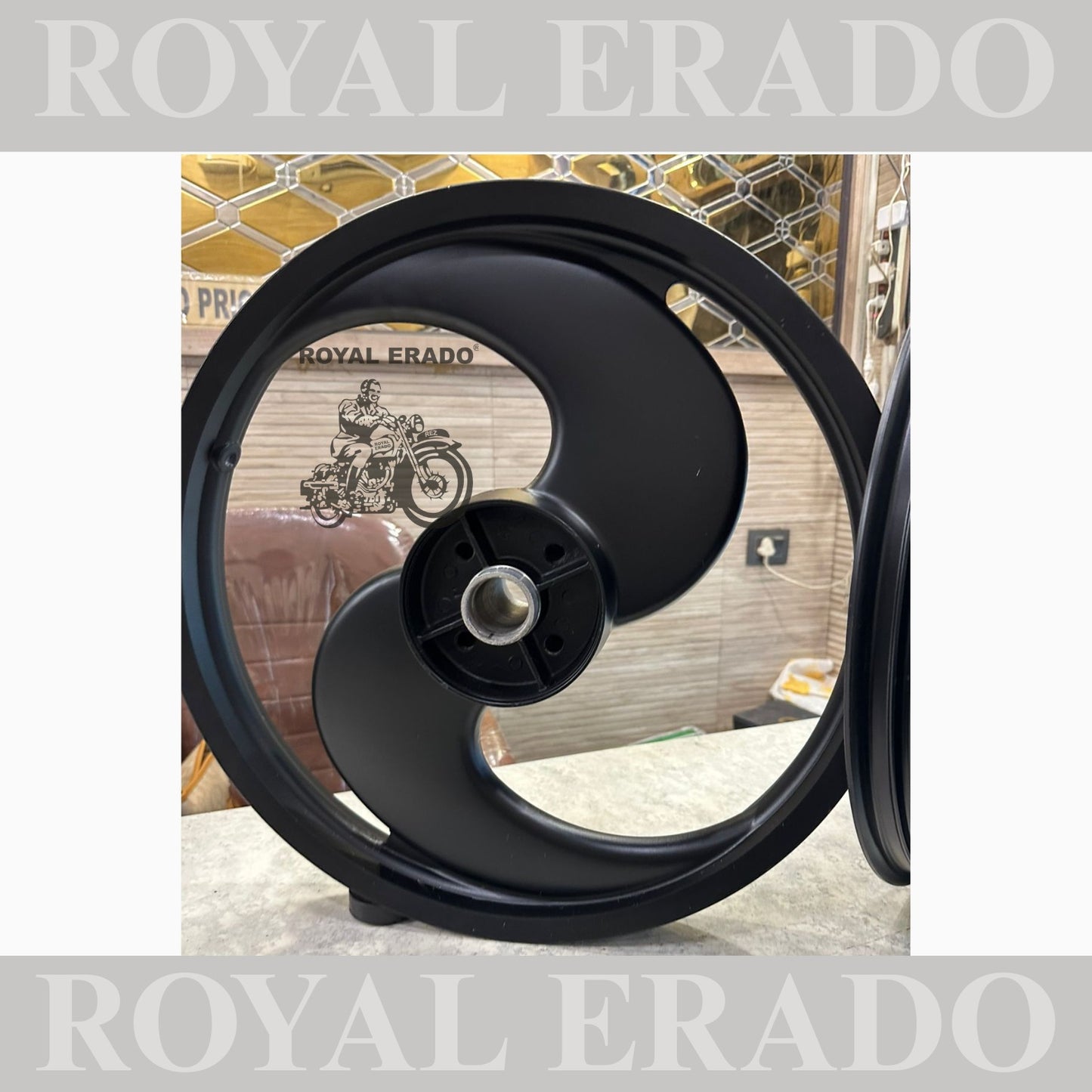 Pajero big S 2 spoke and 2s alloy wheel in black for Royal Enfield Electra and Standard abs
