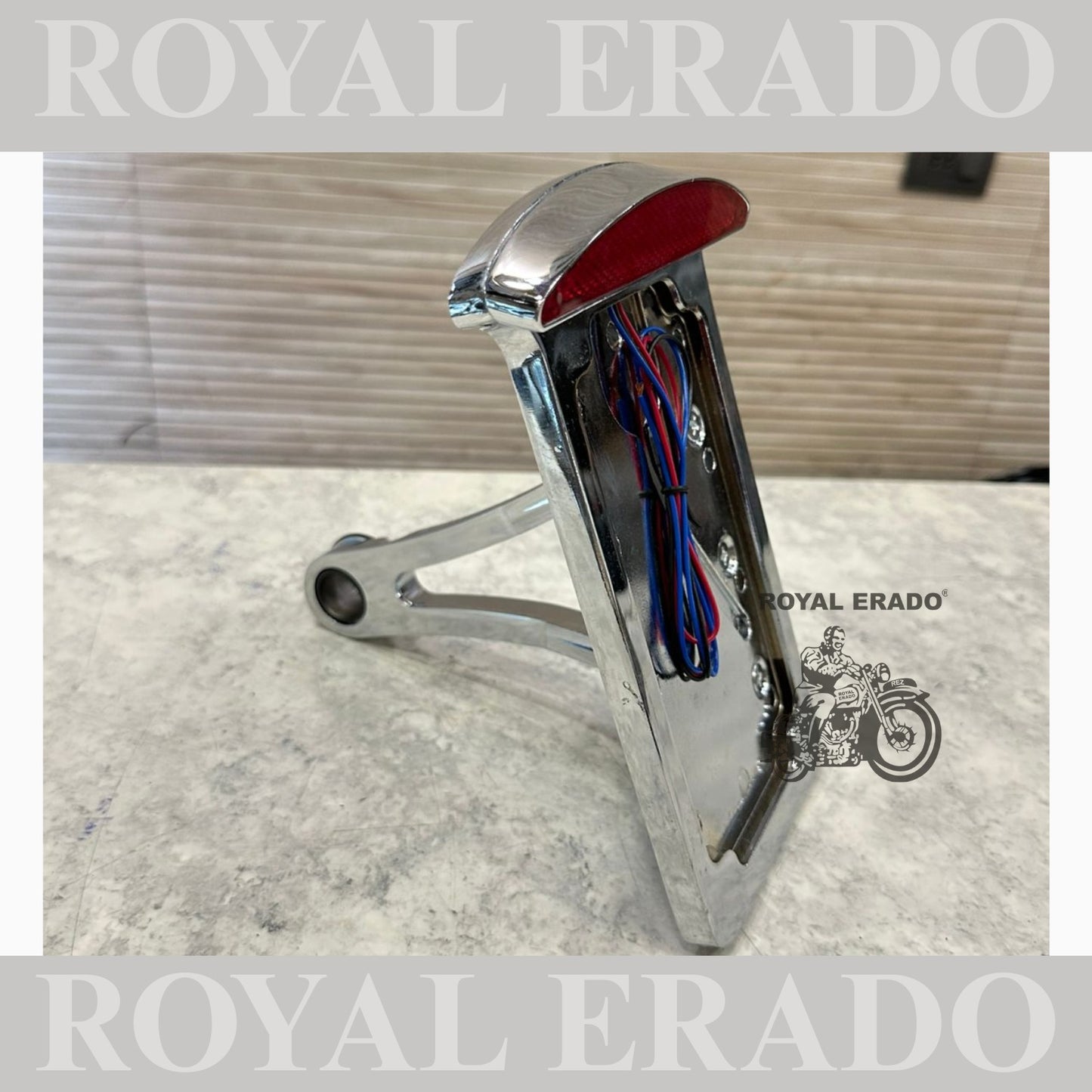 Royal Enfield Harley Davidson side shocker number plate in chrome with tail light for Reborn Classic Electra Standard Battalion Hunter Supper Meteor.