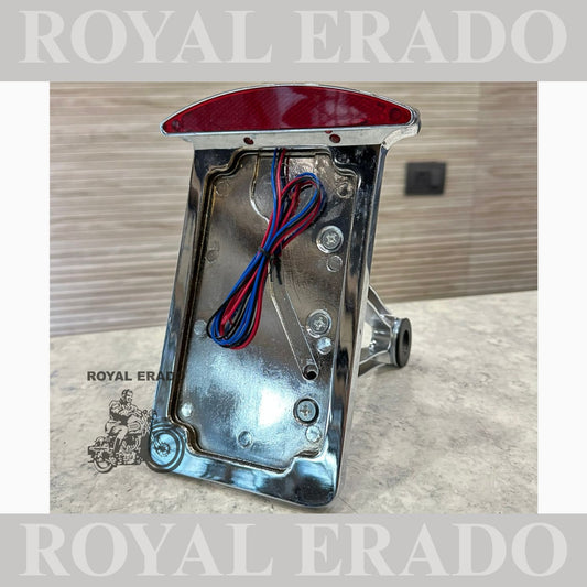 Royal Enfield Harley Davidson side shocker number plate in chrome with tail light for Reborn Classic Electra Standard Battalion Hunter Supper Meteor.