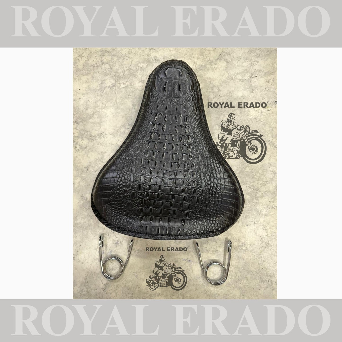 Royal Enfield Classic Electra Standard spring seat in crocodile leather with scissor springs
