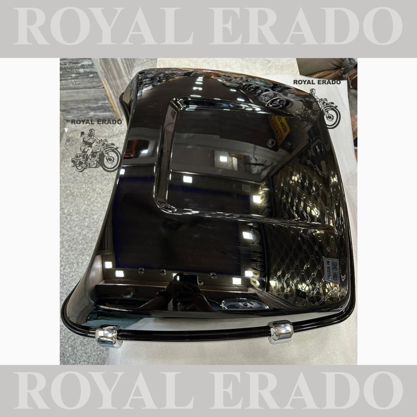 Harley Davidson style top box for all bikes Royal Enfield Super Meteor 650 fab bob and other cruiser bikes