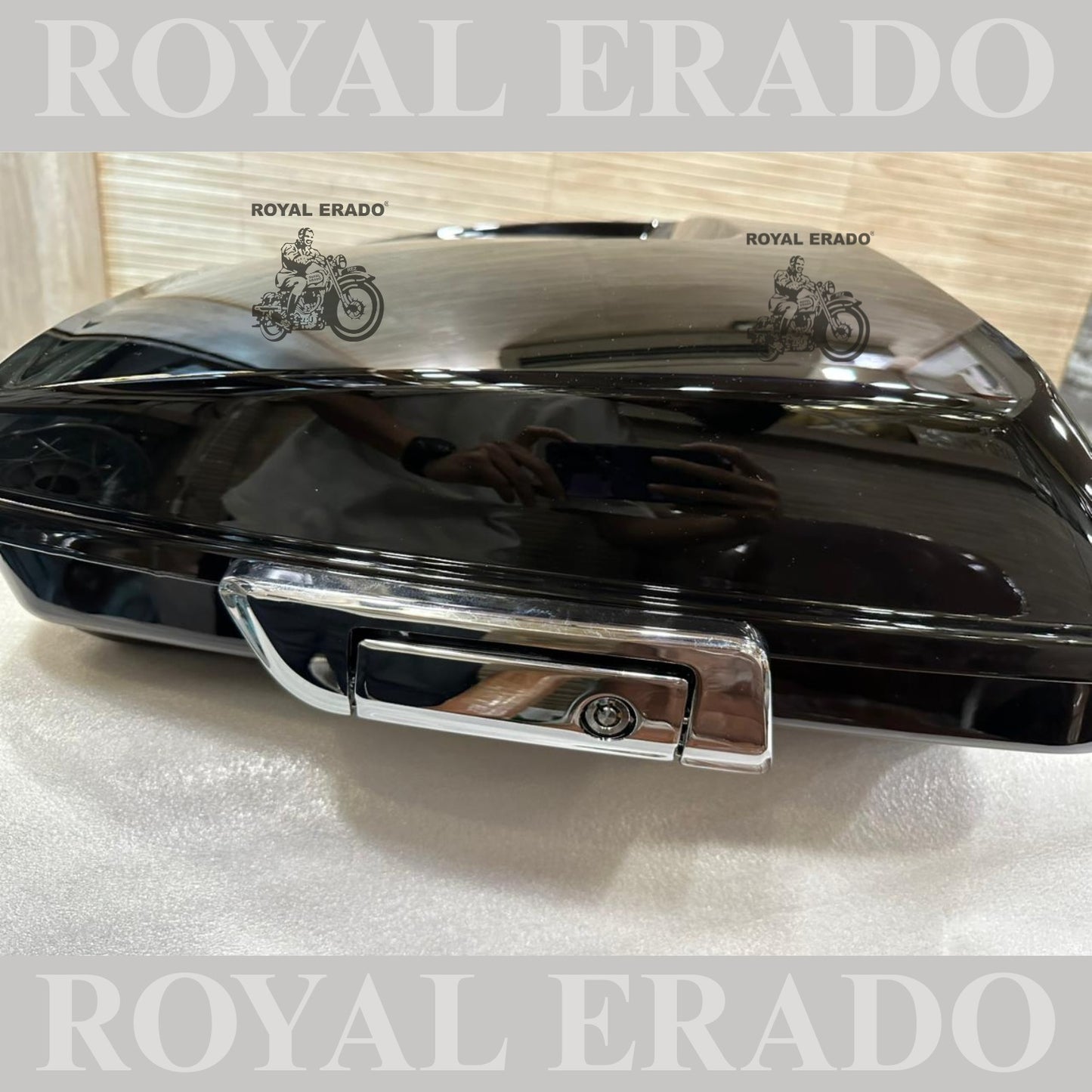Harley Davidson style top box for all bikes Royal Enfield Super Meteor 650 fab bob and other cruiser bikes
