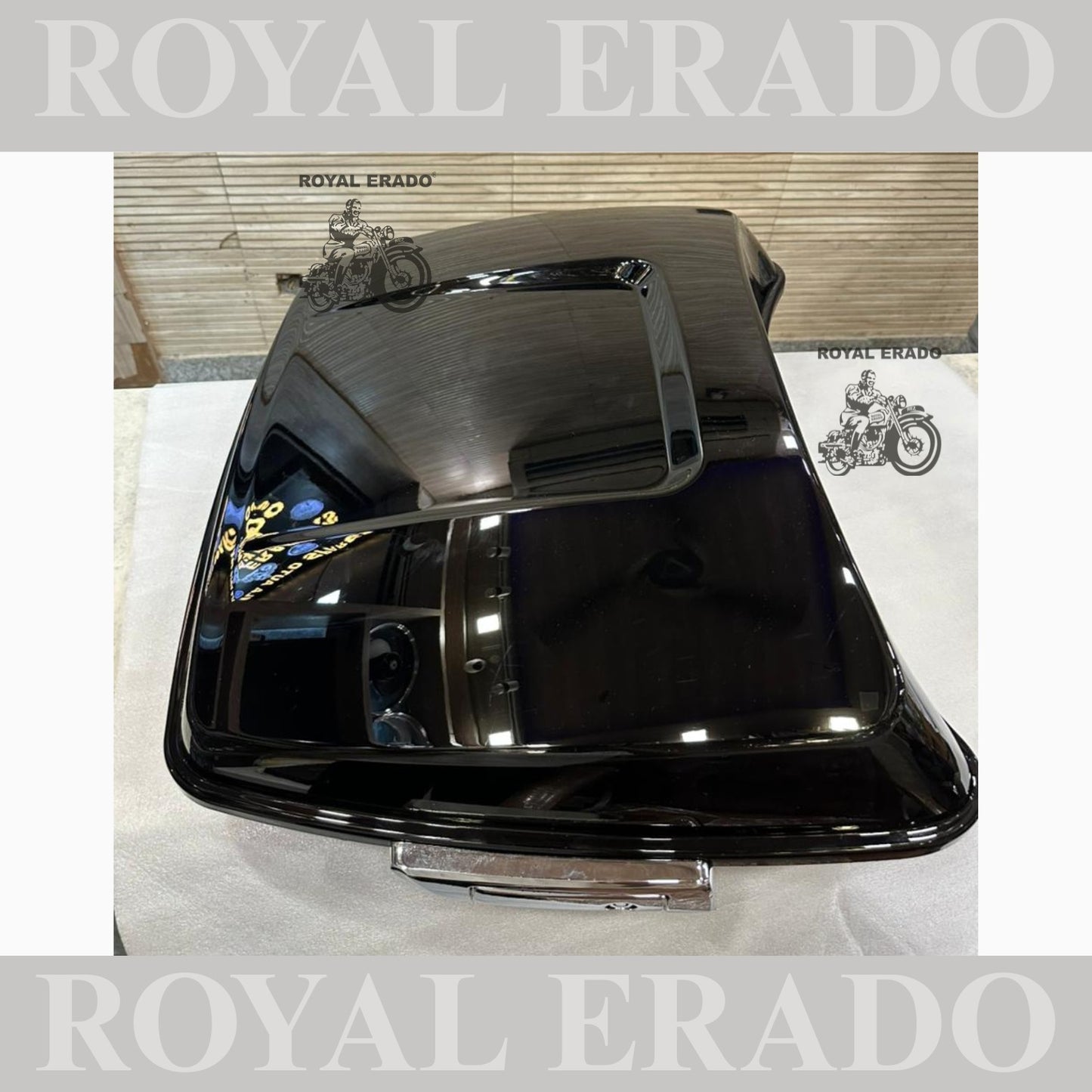 Harley Davidson style top box for all bikes Royal Enfield Super Meteor 650 fab bob and other cruiser bikes