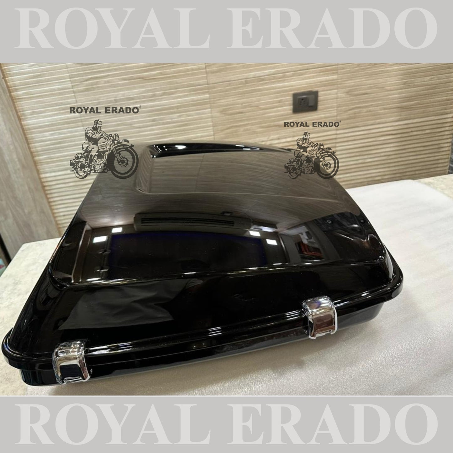 Harley Davidson style top box for all bikes Royal Enfield Super Meteor 650 fab bob and other cruiser bikes