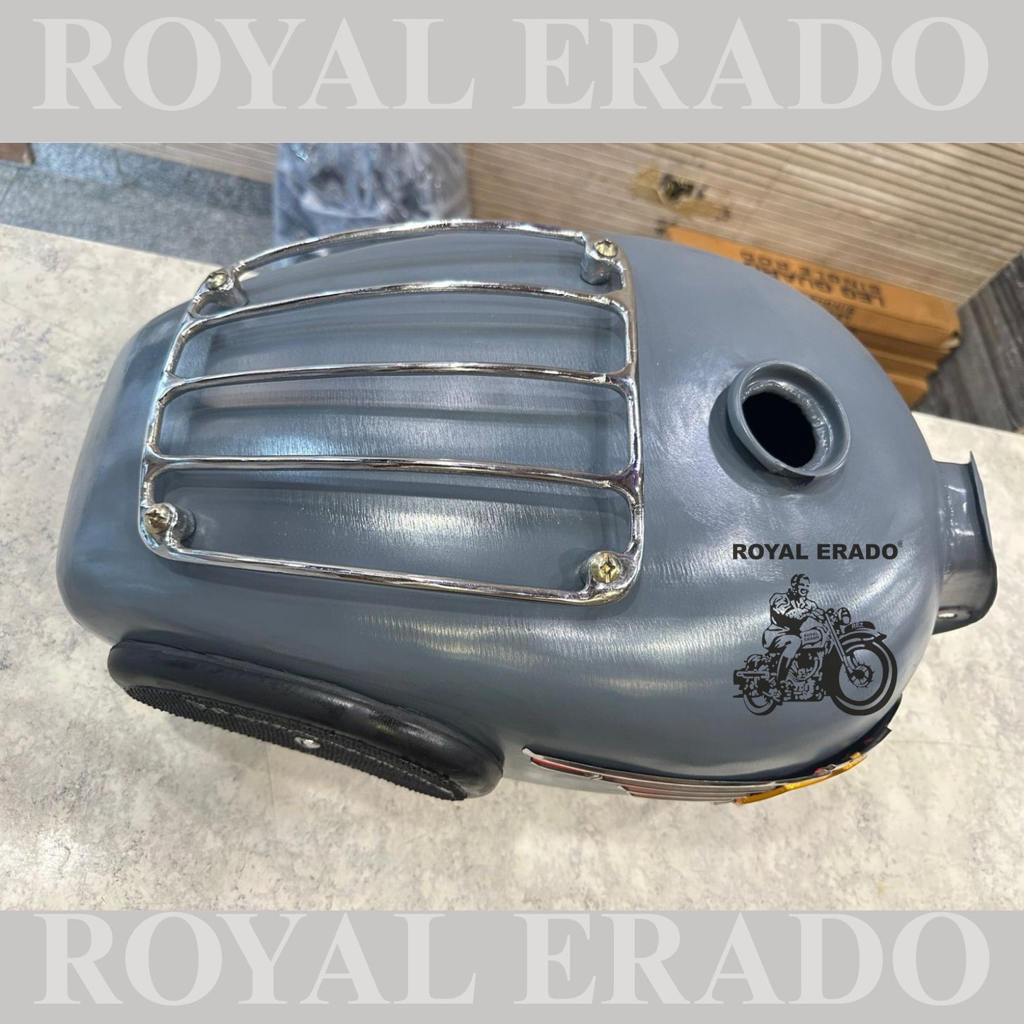 Royal Enfield tank for taurus diesel bullet tank with chrome grill and knee pad and monograms
