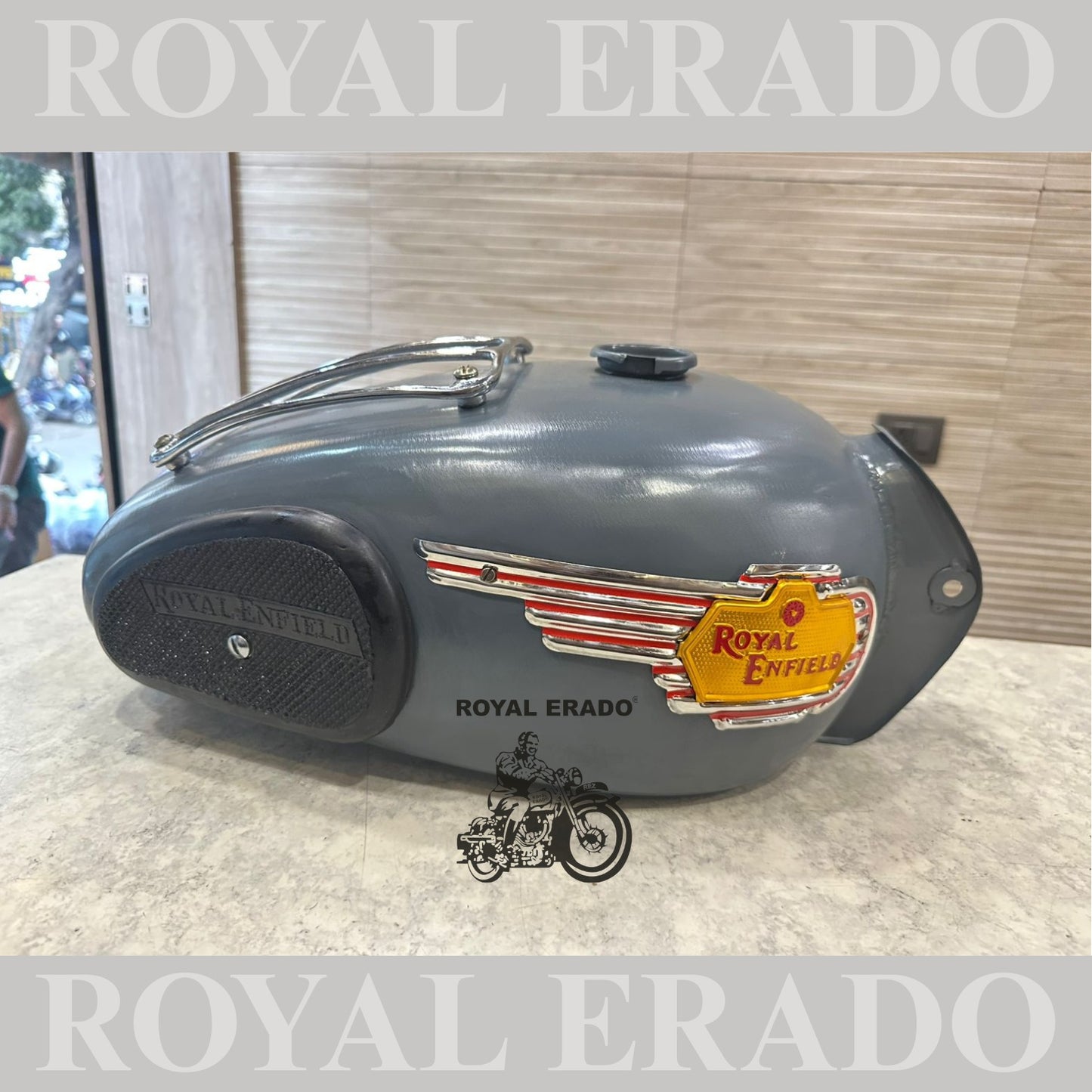 Royal Enfield tank for taurus diesel bullet tank with chrome grill and knee pad and monograms
