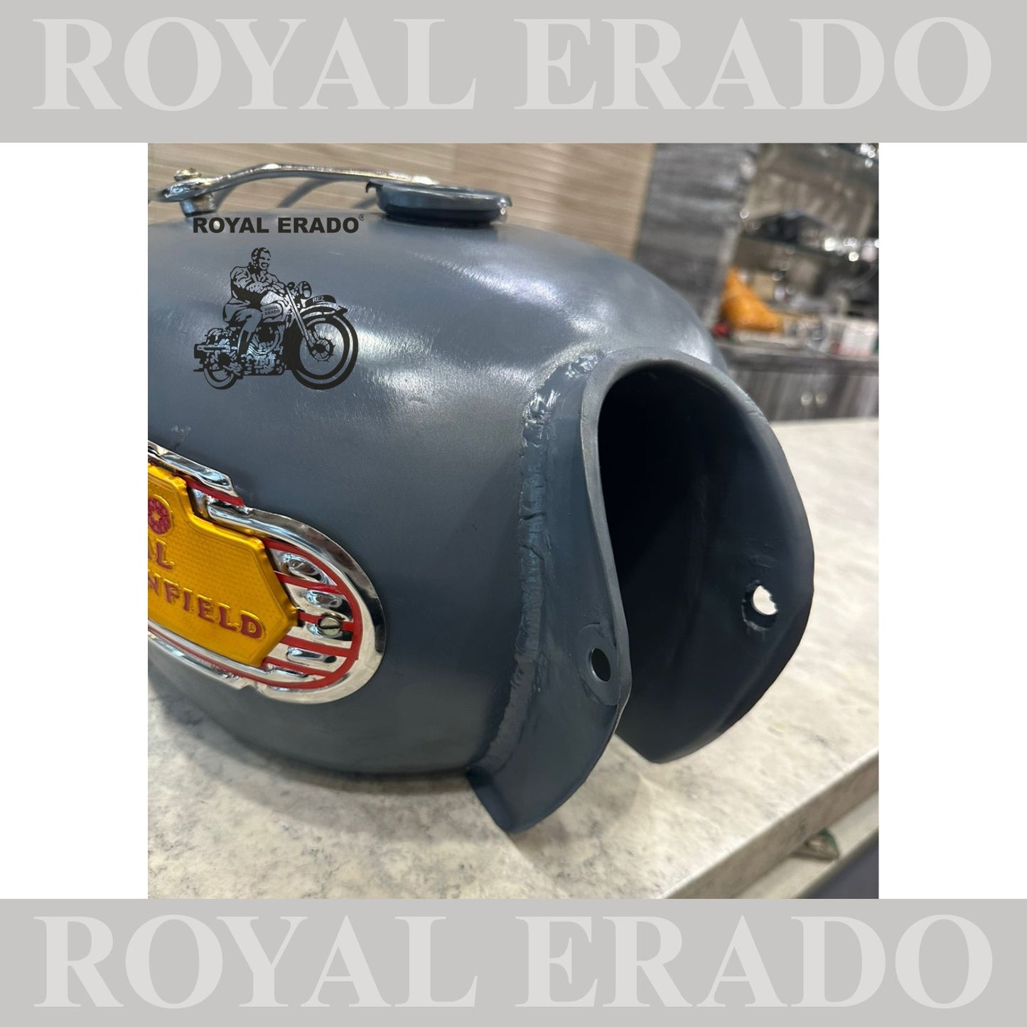 Royal Enfield vintage g2 old model 1962 Standard Electra Classic tank with chrome grill and knee pad and monograms