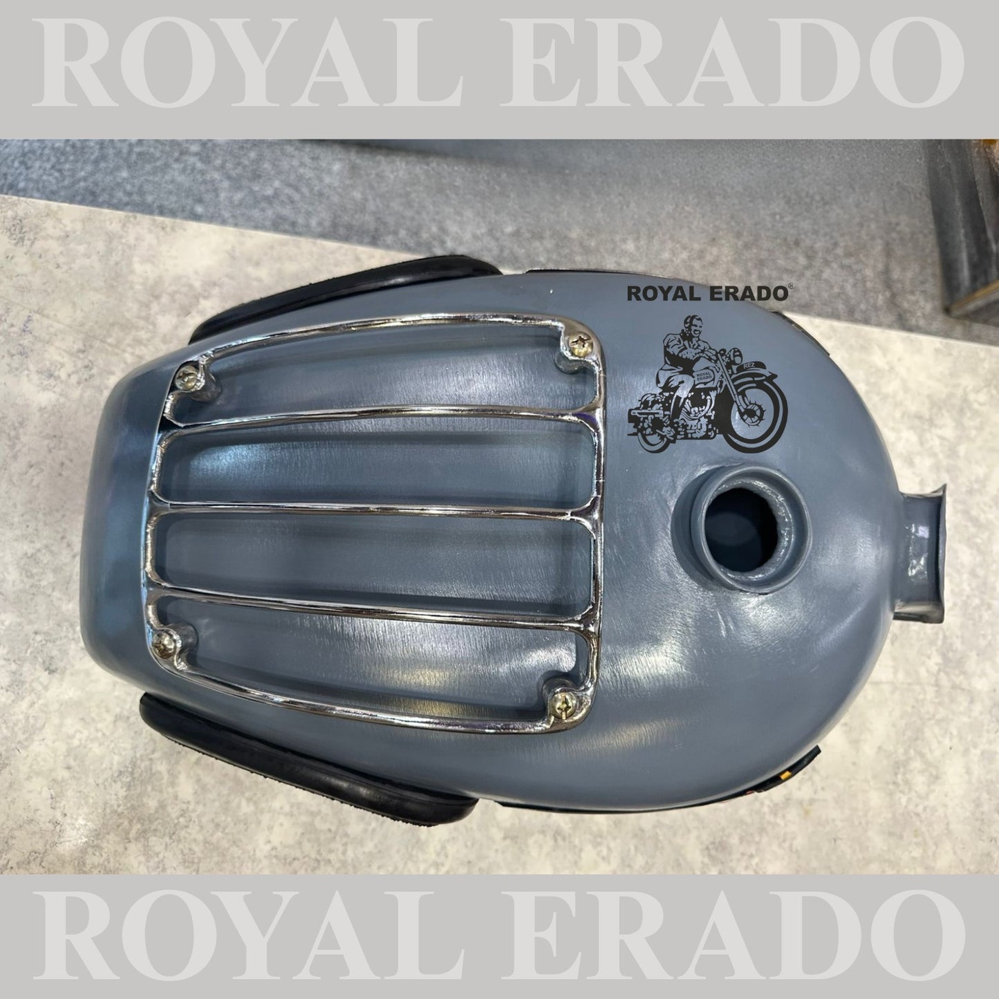 Royal Enfield tank for taurus diesel bullet tank with chrome grill and knee pad and monograms