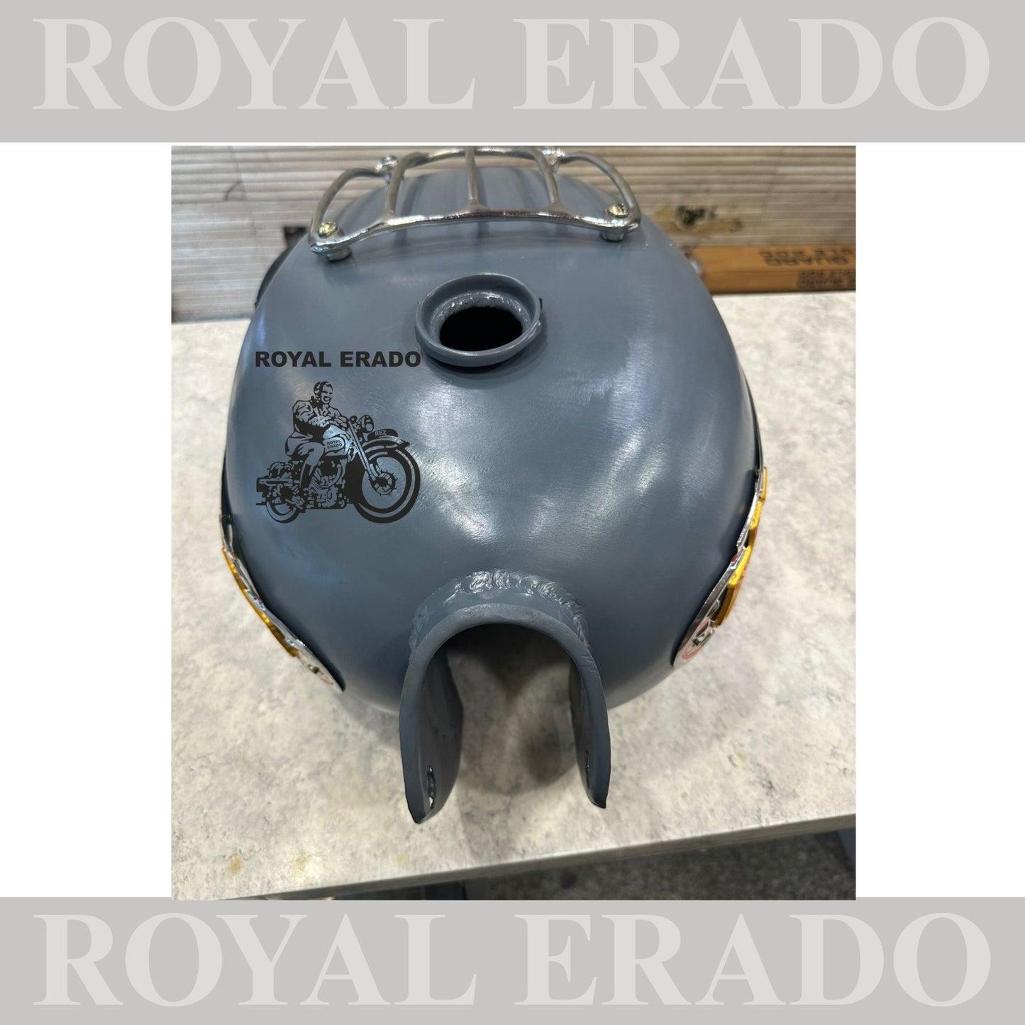 Royal Enfield vintage g2 old model 1962 Standard Electra Classic tank with chrome grill and knee pad and monograms