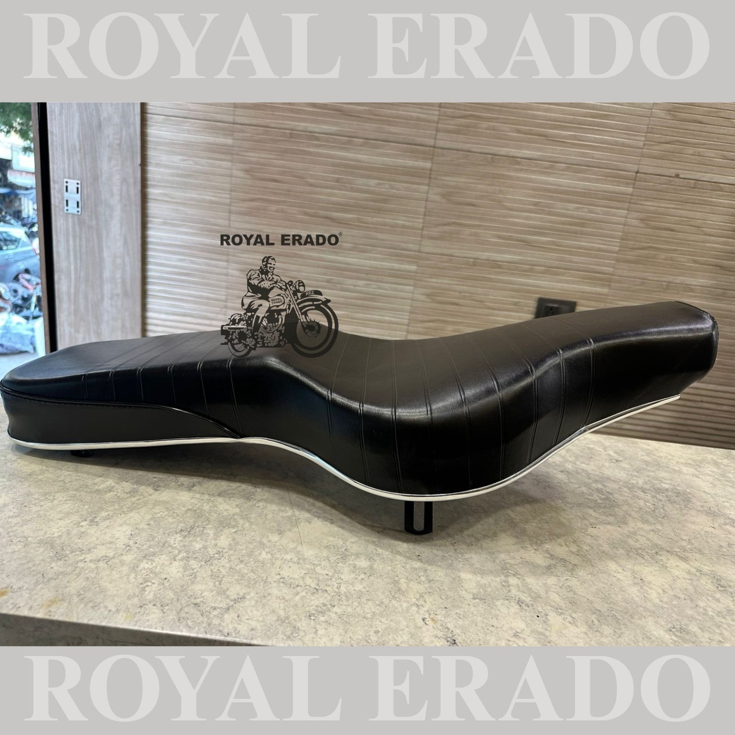 Royal Enfield Standard Electra Classic thin seat with bullet written at the back