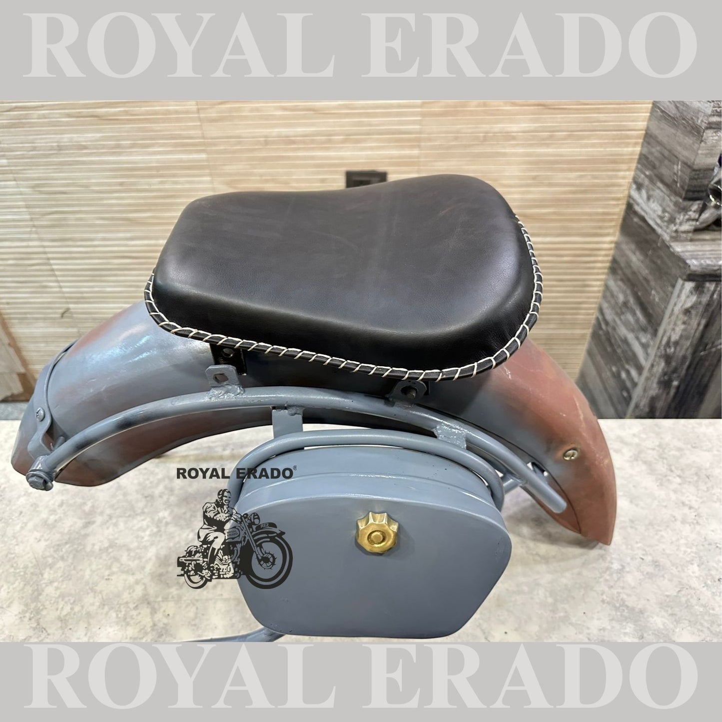 Royal Enfield rear mudguard with rear stays tool boxes and front and rear seat