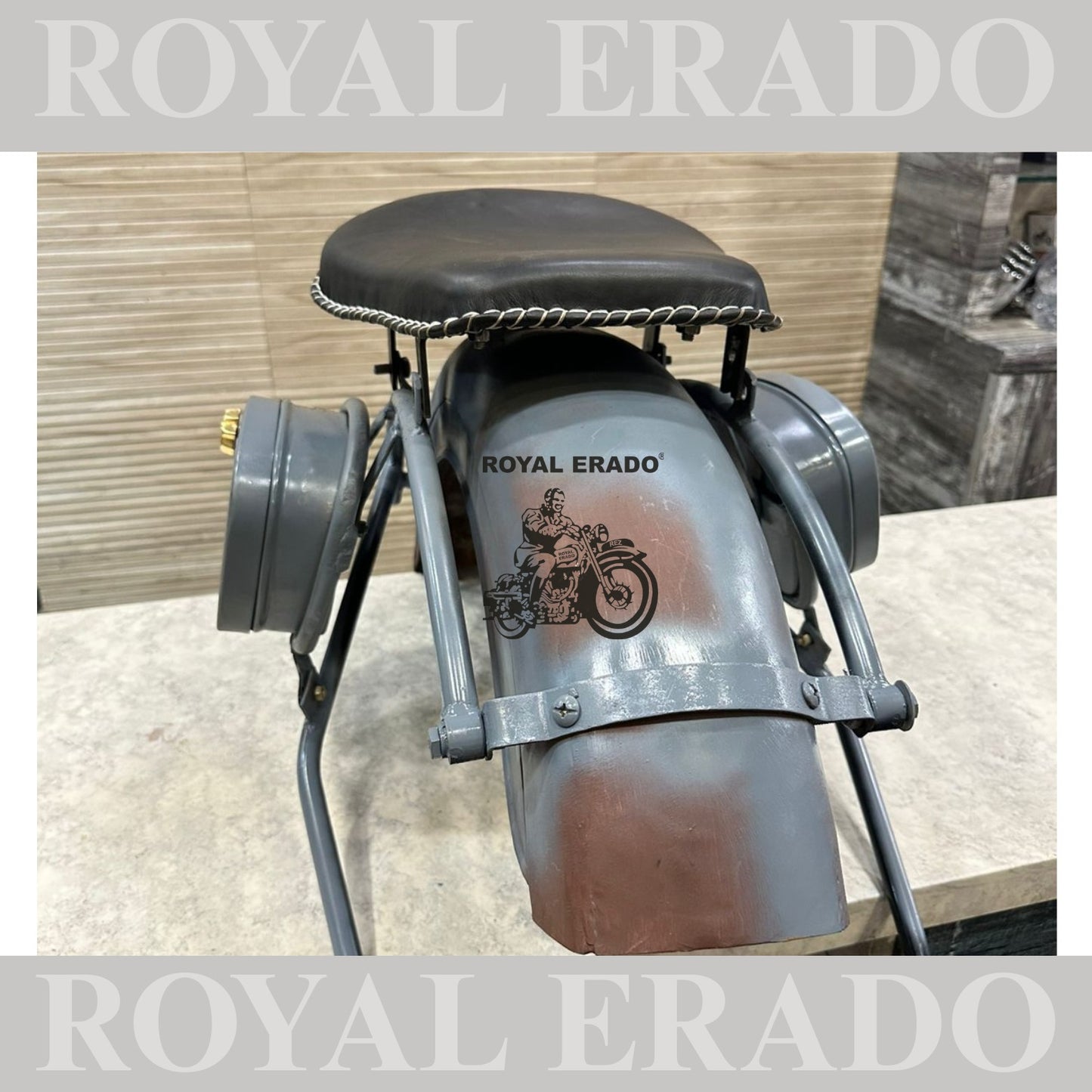 Royal Enfield rear mudguard with rear stays tool boxes and front and rear seat