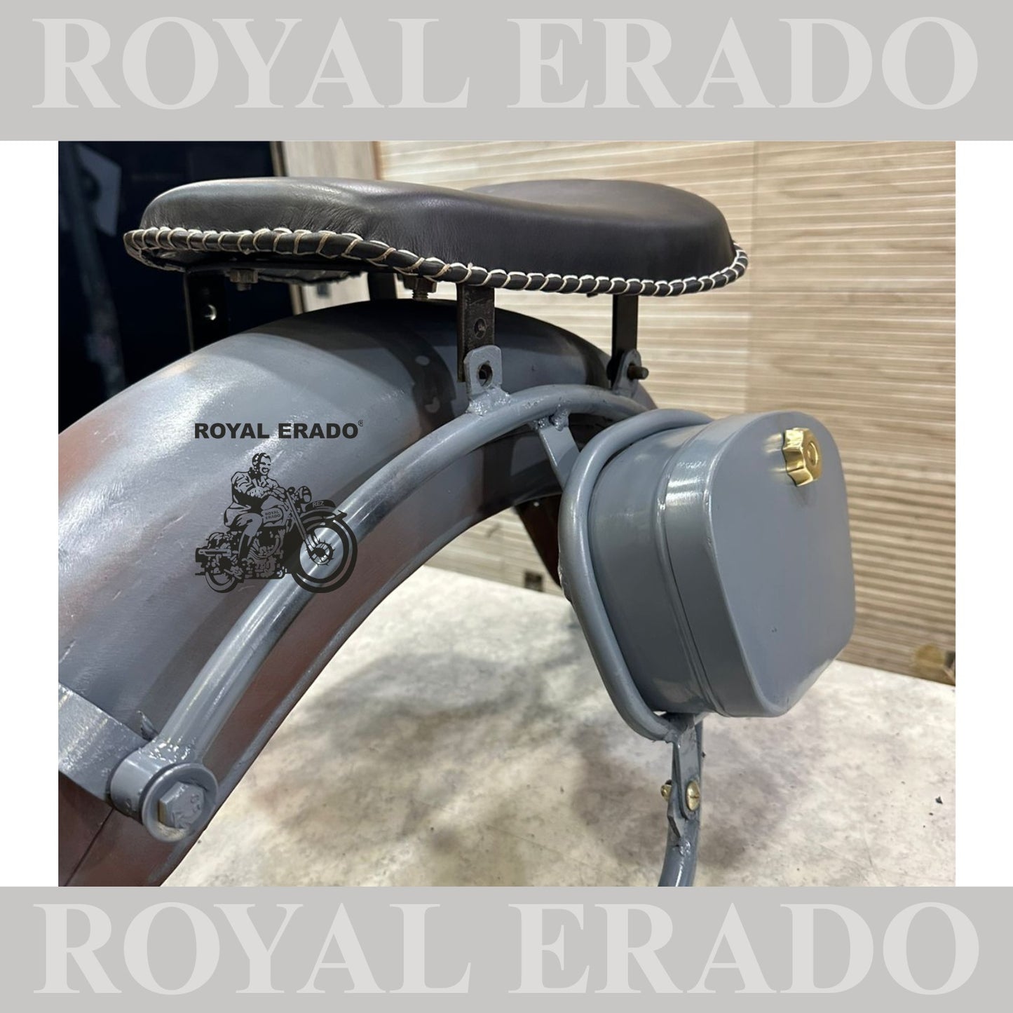 Royal Enfield rear mudguard with rear stays tool boxes and front and rear seat