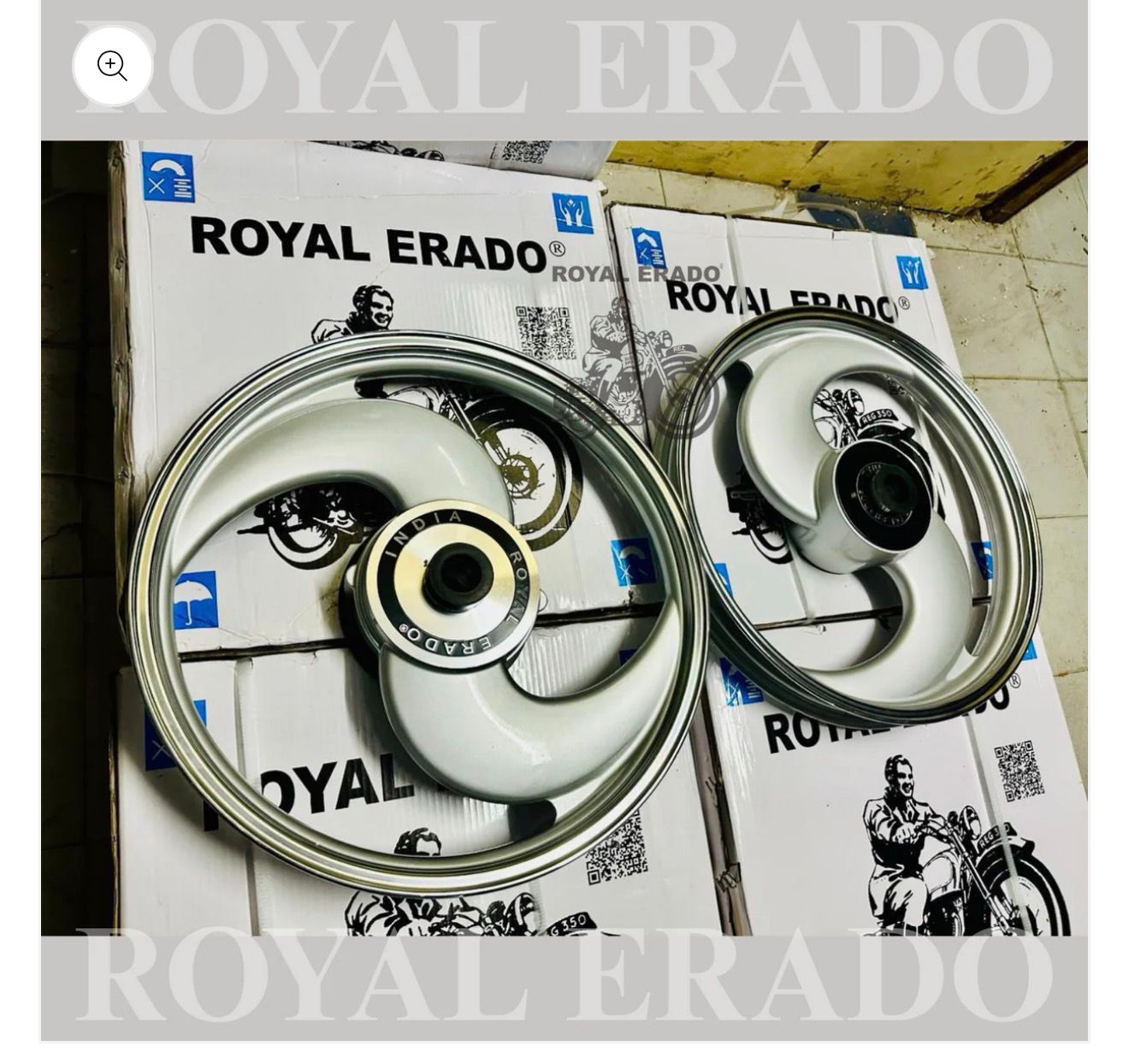 ROYAL ERADO 2S or 2 SPOKE SILVER Alloy Wheel set For Royal-Enfield Sta ...