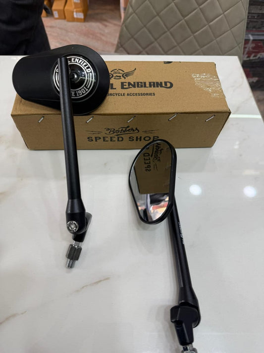 Oval touring mirror black for Royal Enfield Reborn Classic Electra and Standard Battalion Meteor 350 Super Meteor 650 Interceptor , gt Continental Hunter 350.