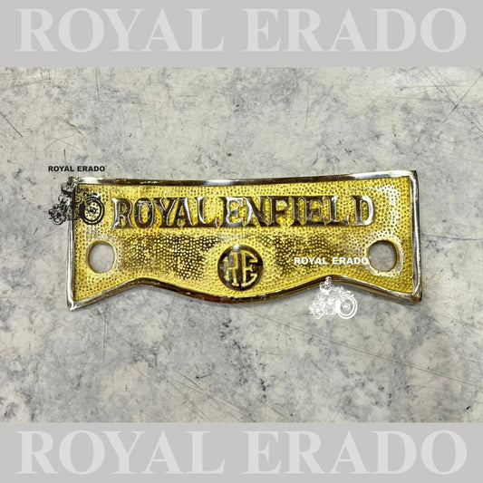 Vintage Brass "Crown" Mudguard Plate – Front Number Plate Replacement for Royal Enfield (G2, 1962, Bullet, Standard, Electra)