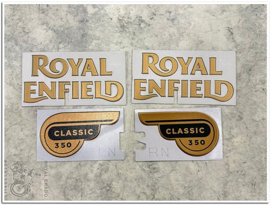 Royal Enfield Classic Electra Standard Tank and Tool Box Stickers - Golden Classic 350 Decals
