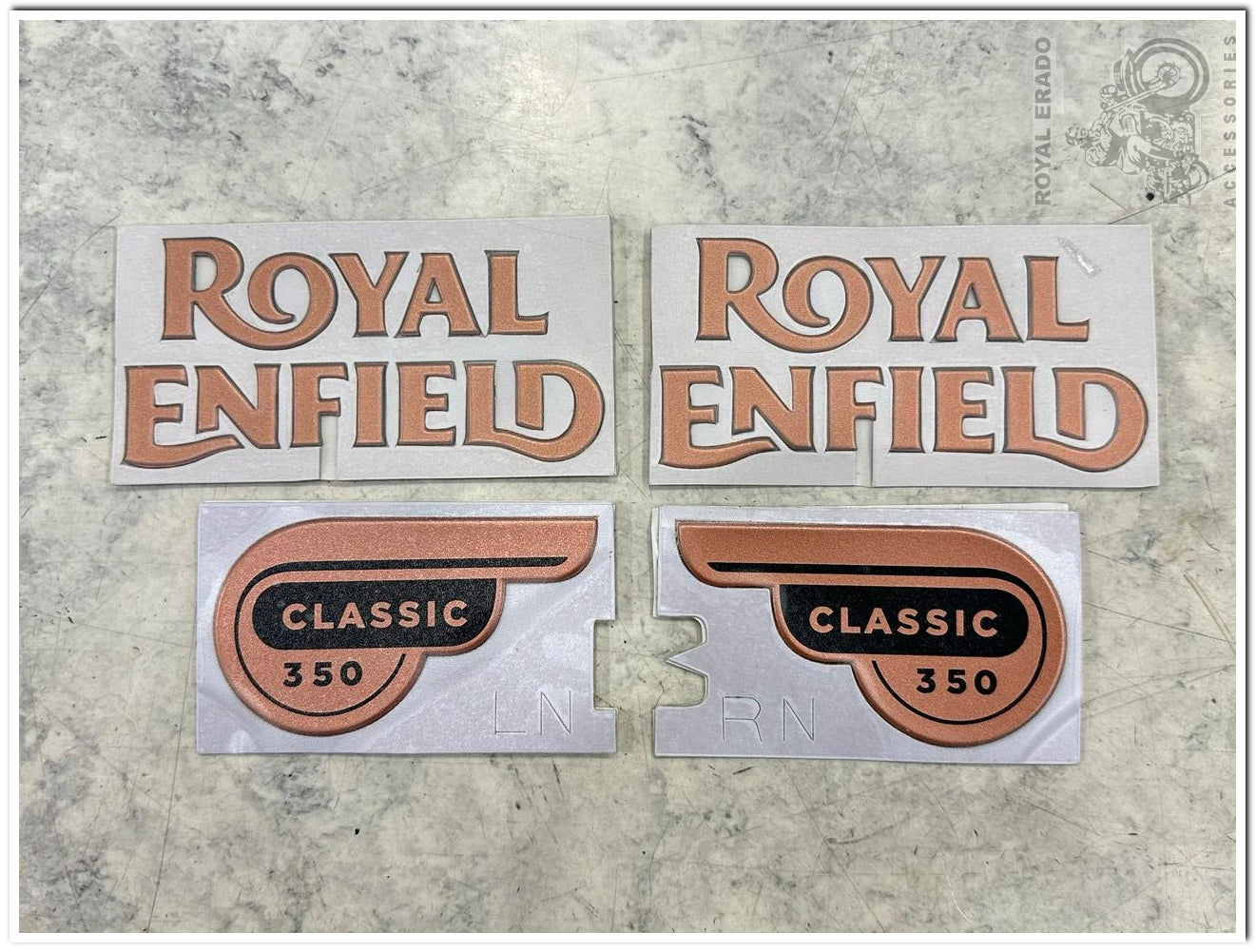 Royal Enfield Classic Electra Standard Tank and Tool Box Stickers - Rose Golden Classic 350 Decals
