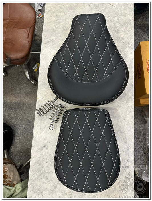 Royal Enfield Classic, Electra, and Standard Comfortable Seat with Springs - Black for Long Rides