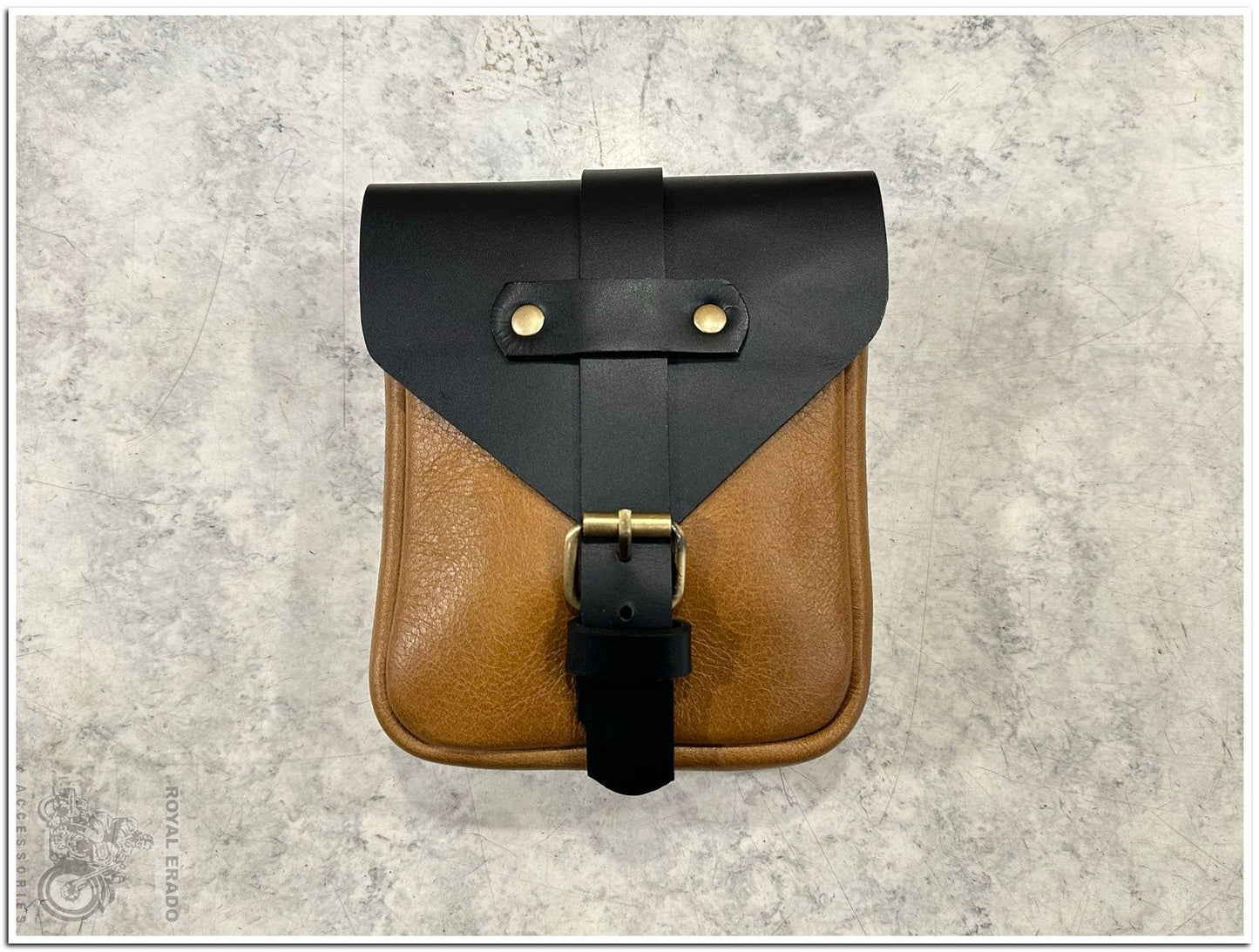 Royal enfield brown and black tank bag with magnet in leather for reborn classic electra battalion standard bullet 350 meteor 350 super meteor 650 interceptor 650 and continental gt