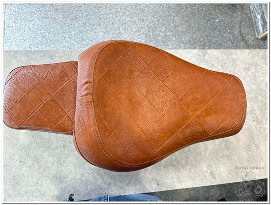 "Premium Tan Leather Folding Seat for Jawa Perak"