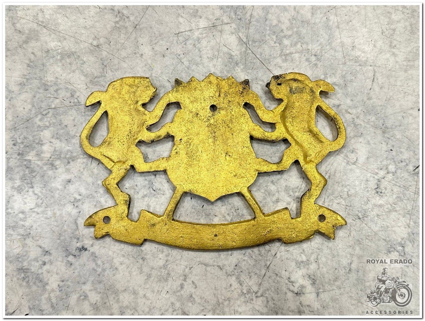 Royal enfield vintage g2 1962 old model bullet standard classic electra brass handle bar end weight with lion face in antique