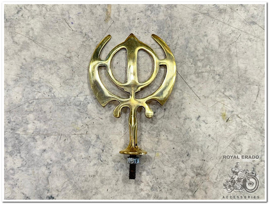 Royal Enfield vintage 1962 g2 old model bullet reborn classic electra battalion standard bullet 350 meteor 350 super meteor 650 interceptor 650 and continental gt  khanda wahe guru logo for front mudguard in brass