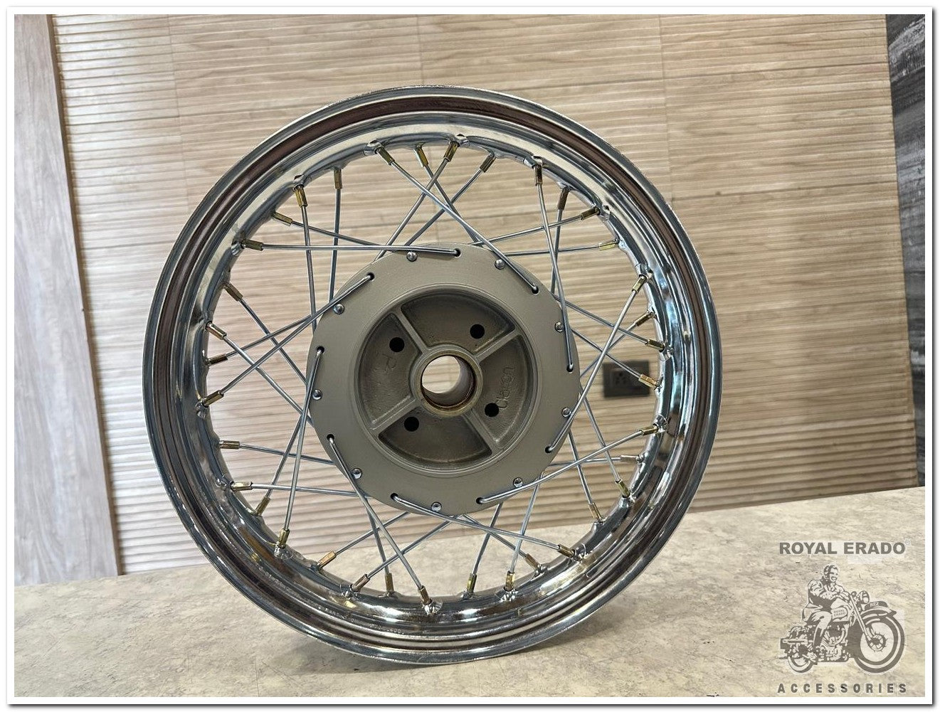 Royal Enfield Classic Electra Standard Thunderbird Rear Wheel 15 Inch for 140 to 150 Broad Tyre Harley Bobber Chopper Look