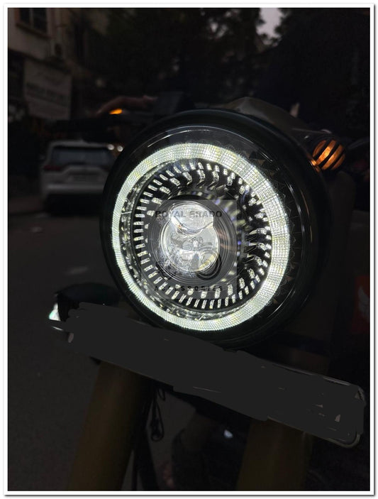 Royal Enfield Classic, Electra, Standard, Reborn, Classic Battalion, Hunter 350, & Meteor 350 - Royalerado High Power Projector LED Headlight with Yellow & Orange Rings