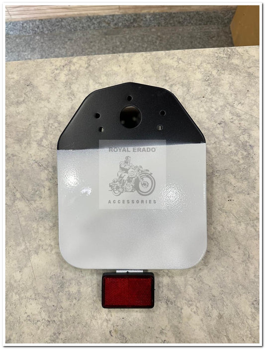 "Royal Enfield Reborn Classic, Electra, & Standard - Vintage G2 Style Number Plate with Reflector - Fits Old Bullet 350, Reborn Classic, & Standard Battalion"