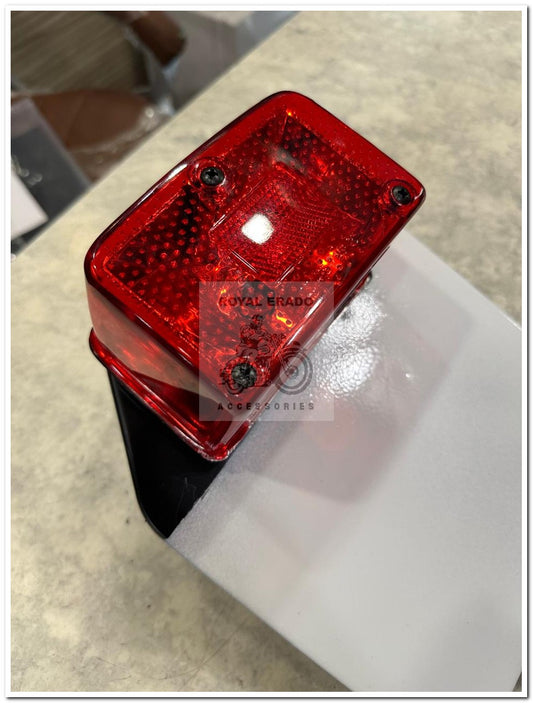 "Royal Enfield Reborn Classic, Electra, & Standard - Vintage G2 Style Number Plate with Reflector & Square Lumax Tail Light - Fits Old Bullet 350 & Standard Battalion"