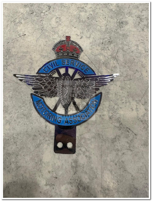 Royal Enfield Vintage Civil Service England Crown Queen Monogram in Chrome.