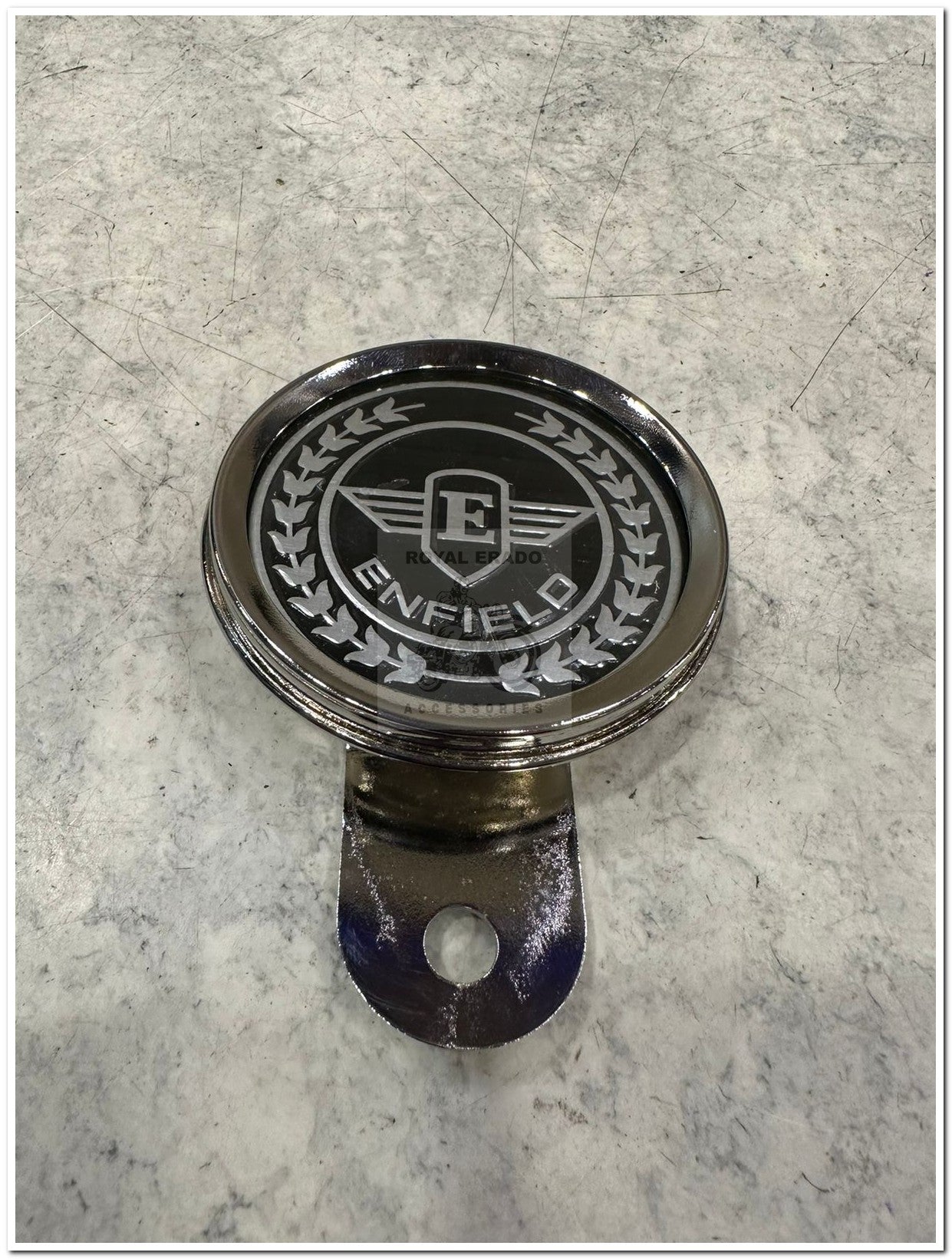 Royal Enfield chromed token holder British tax tag holder with Glass with E sticker enfield sticker  for Royal Enfield vintage 1962 old model g2 , Classic Electra and Standard Battalion reborn classic