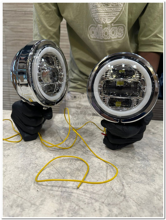 Harley Davidson super meteor 660 sm 650 meteor 350 black colour fog light chrome with ring also fit to harley 883 harley street 750