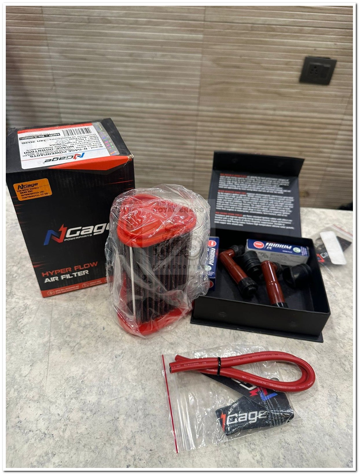 Royal enfield Ngage high performance air filter with irridium spark plug and | spark plug cable kit | resister spark plug cap